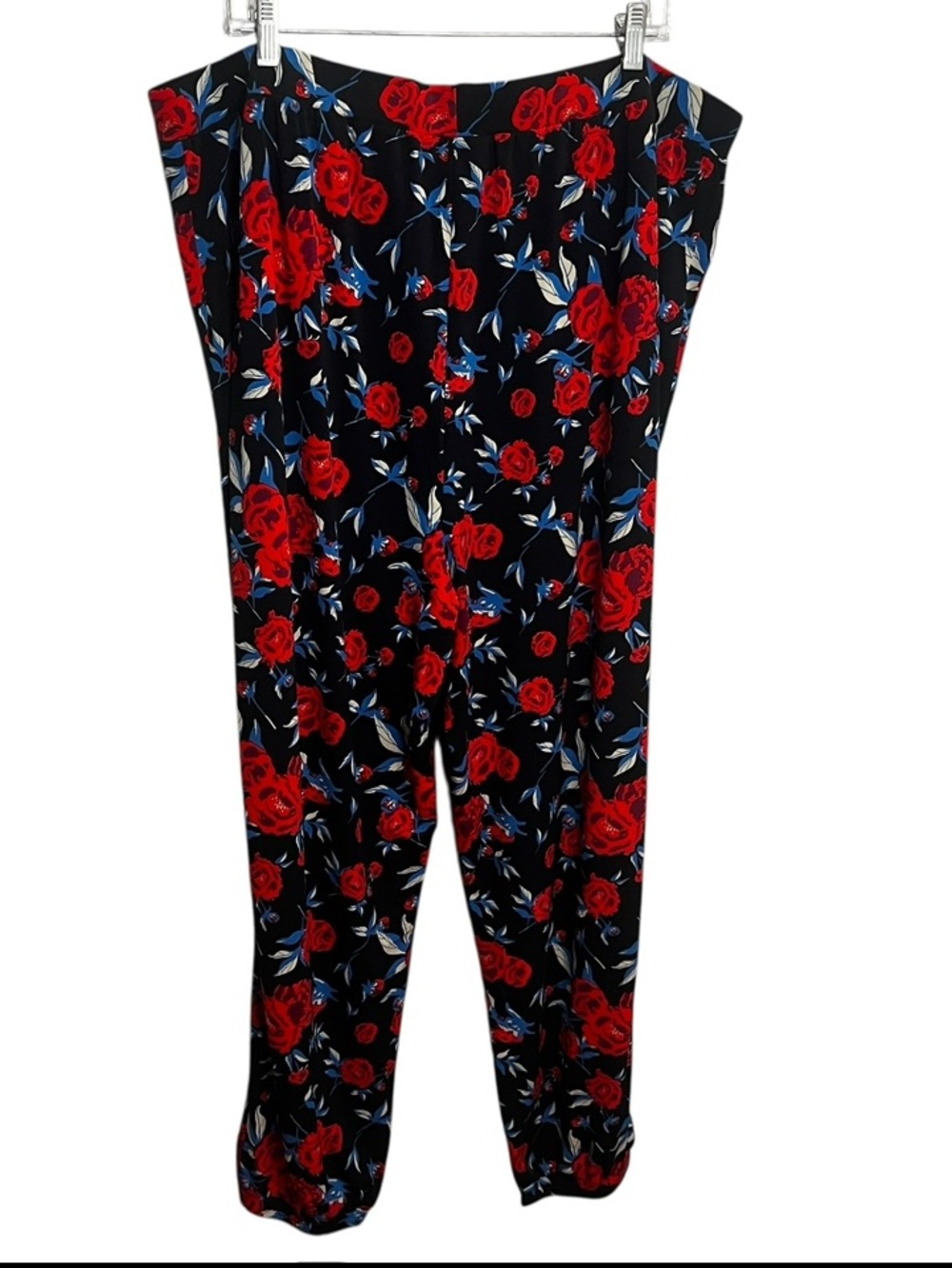 Kate & Mallory Black Rose Floral Print Pants Size 2X Pull On Stretch
